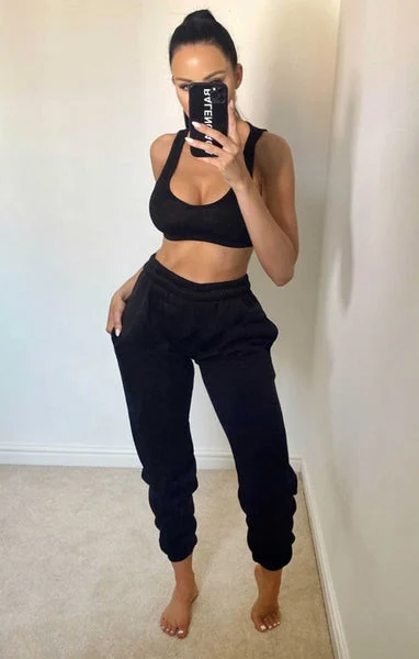 Black Sheared Hem Joggers - Wynter