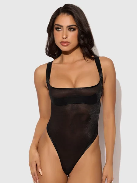 BLACK SHIMMER MESH BODYSUIT