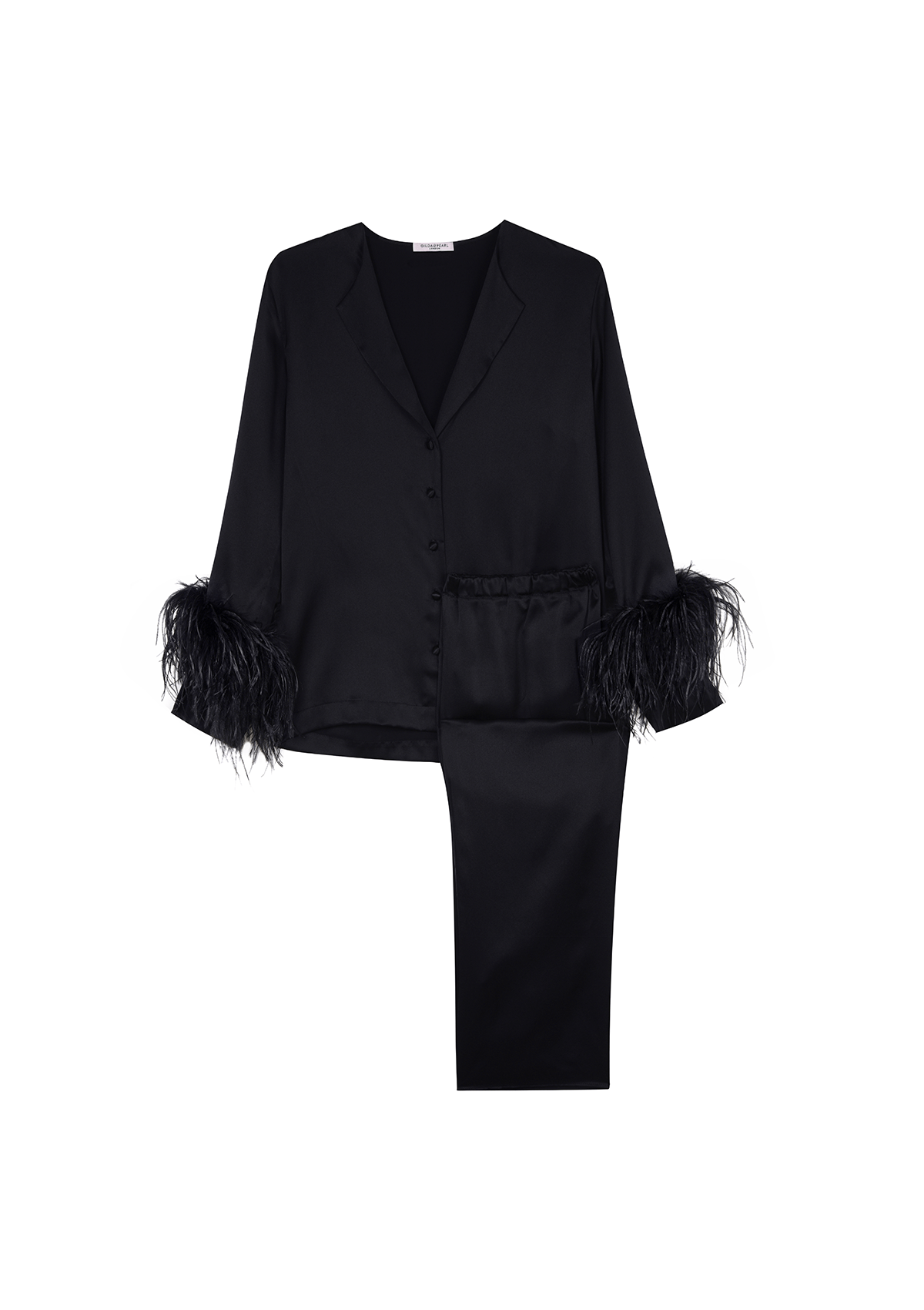 Black Silk and Feather Mia Pyjama Set