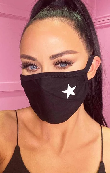 Black Star Print Cotton Washable Hygiene Mask