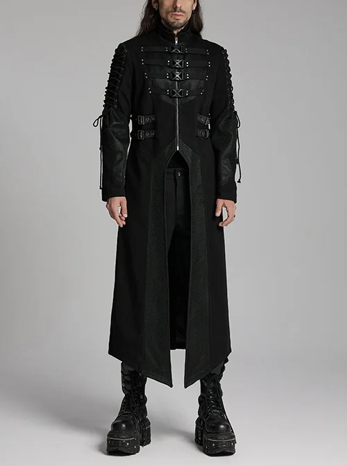 Black Twill Woven Patchwork Layer Laminated Front Irregular Double Layer Patchwork Button Design Punk Style Wild Jacket