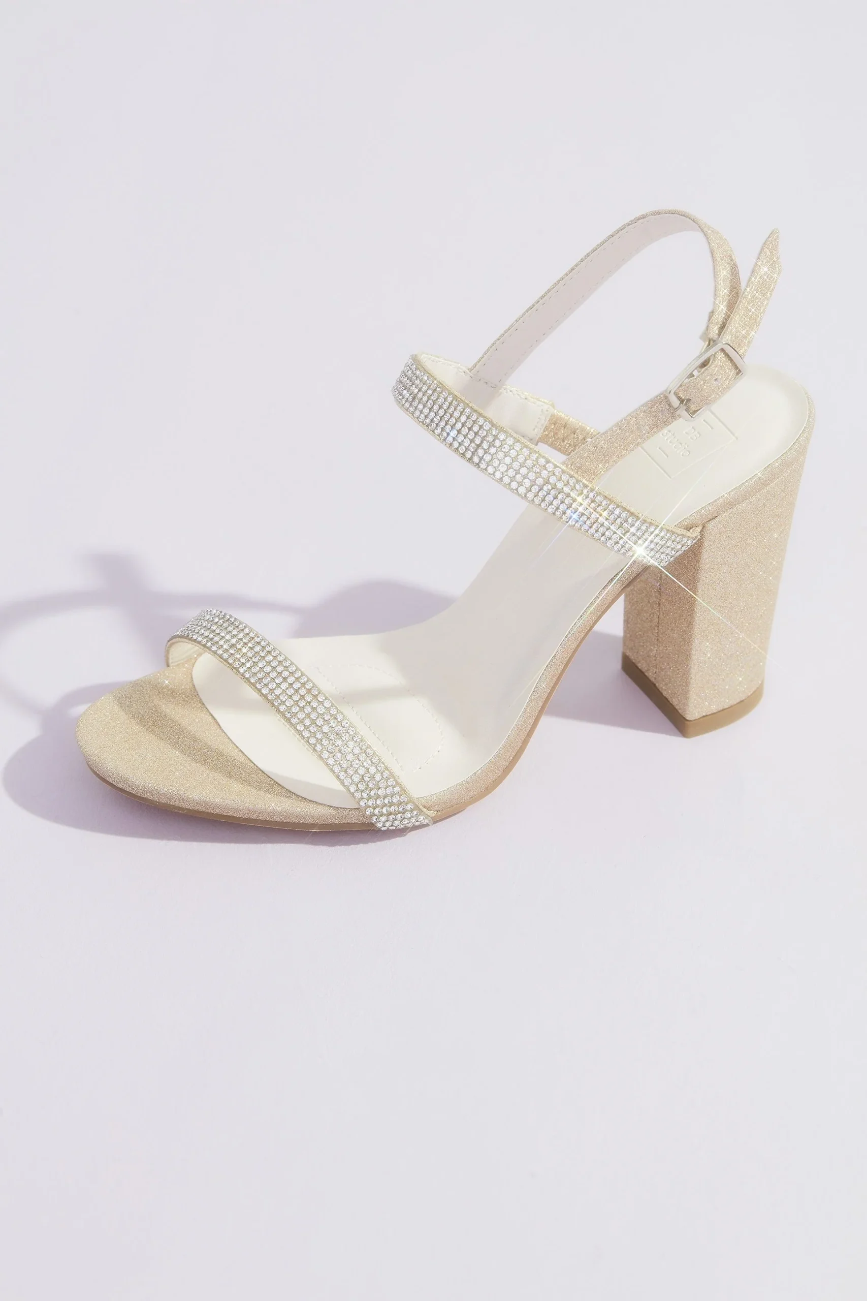 Block Heel Two-Tone Glitter Sandals