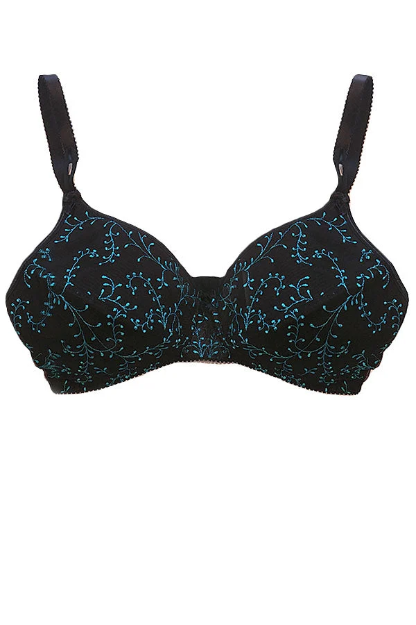 Blue Embroidery Maternity Bra