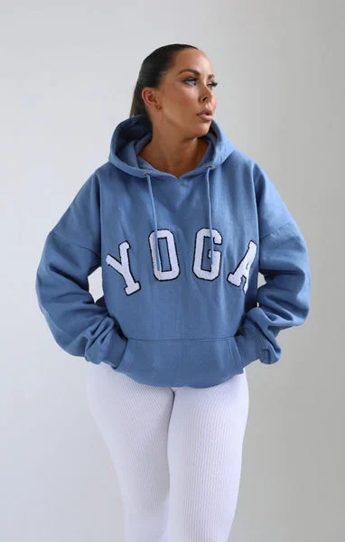 Blue Yoga Slogan Oversized Hoodie - Laverne
