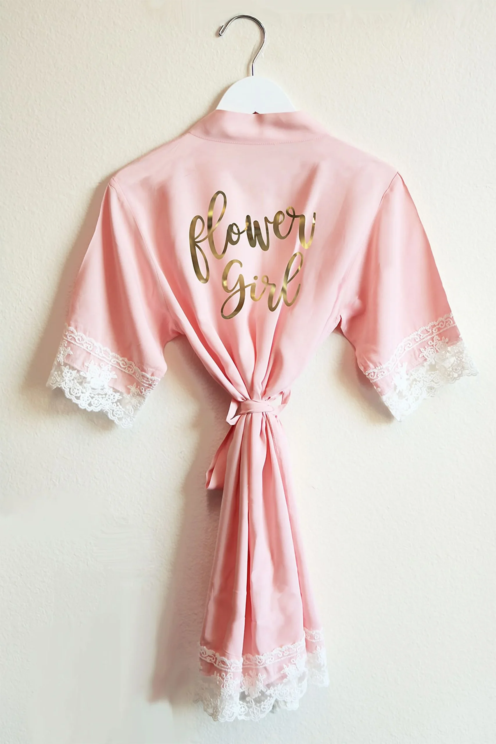 Blush Flower Girl Cotton Lace Robe
