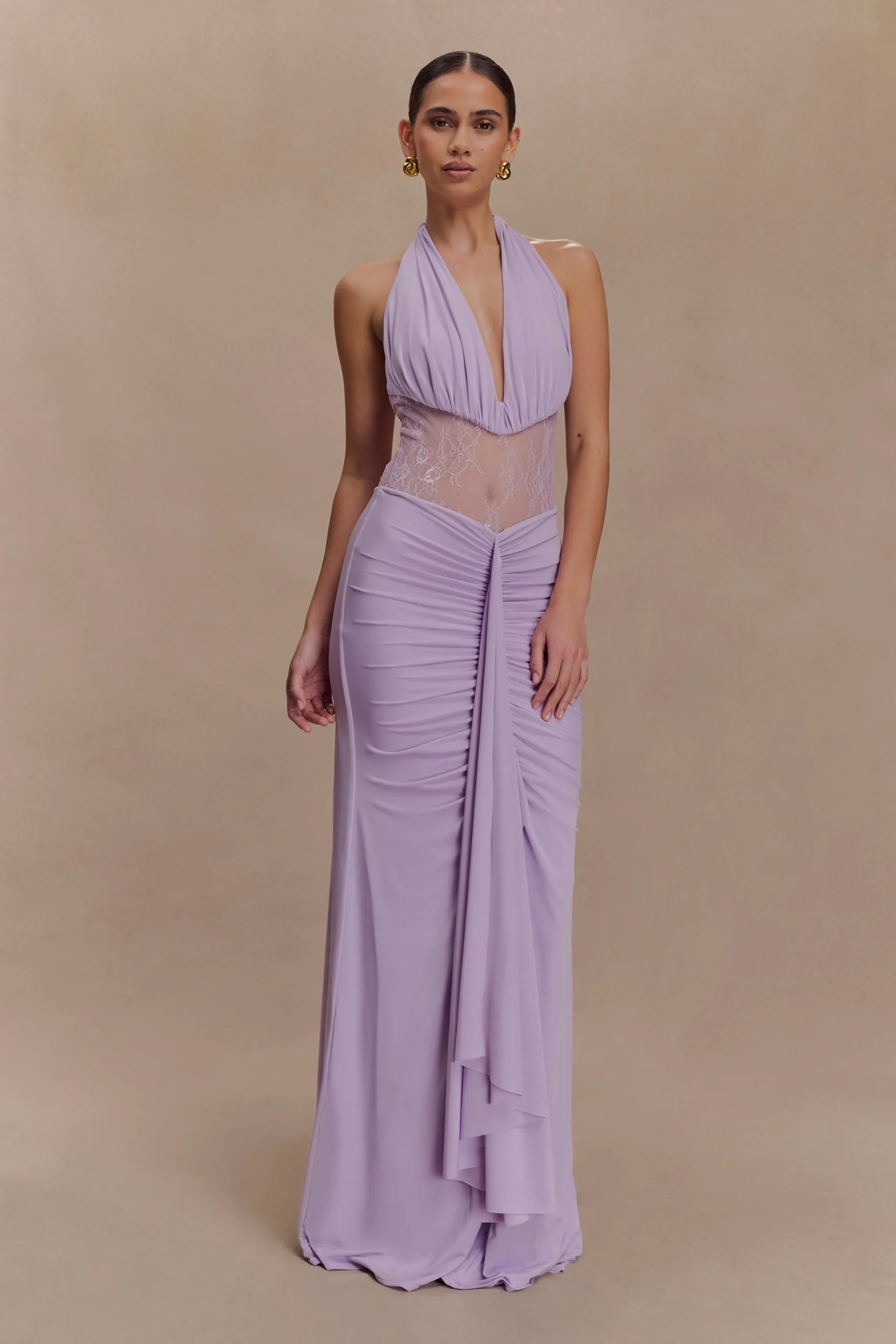 BonnieFINAL SALESlinky And Lace Maxi Dress - Lilac