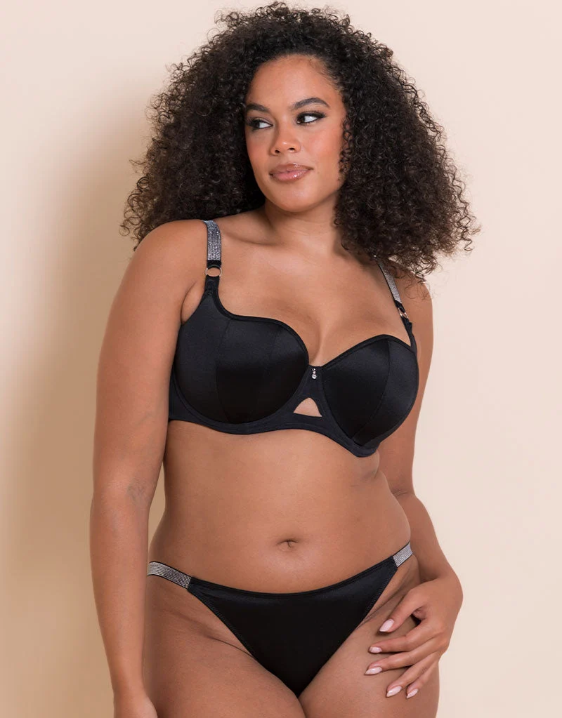 Boost Diamante Padded Balcony Bra Black