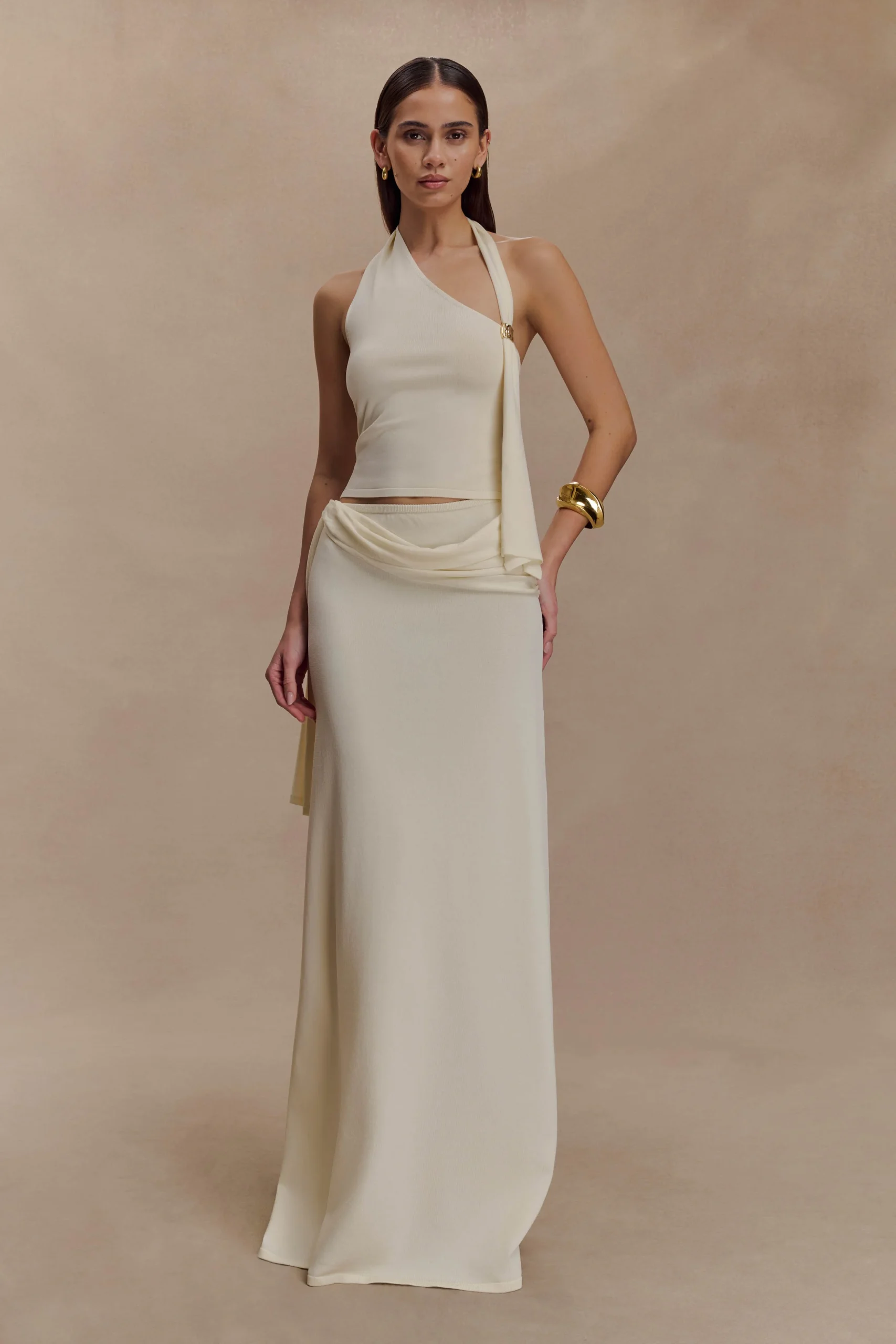 BowieFINAL SALELow Rise Knit Maxi Skirt - Ivory