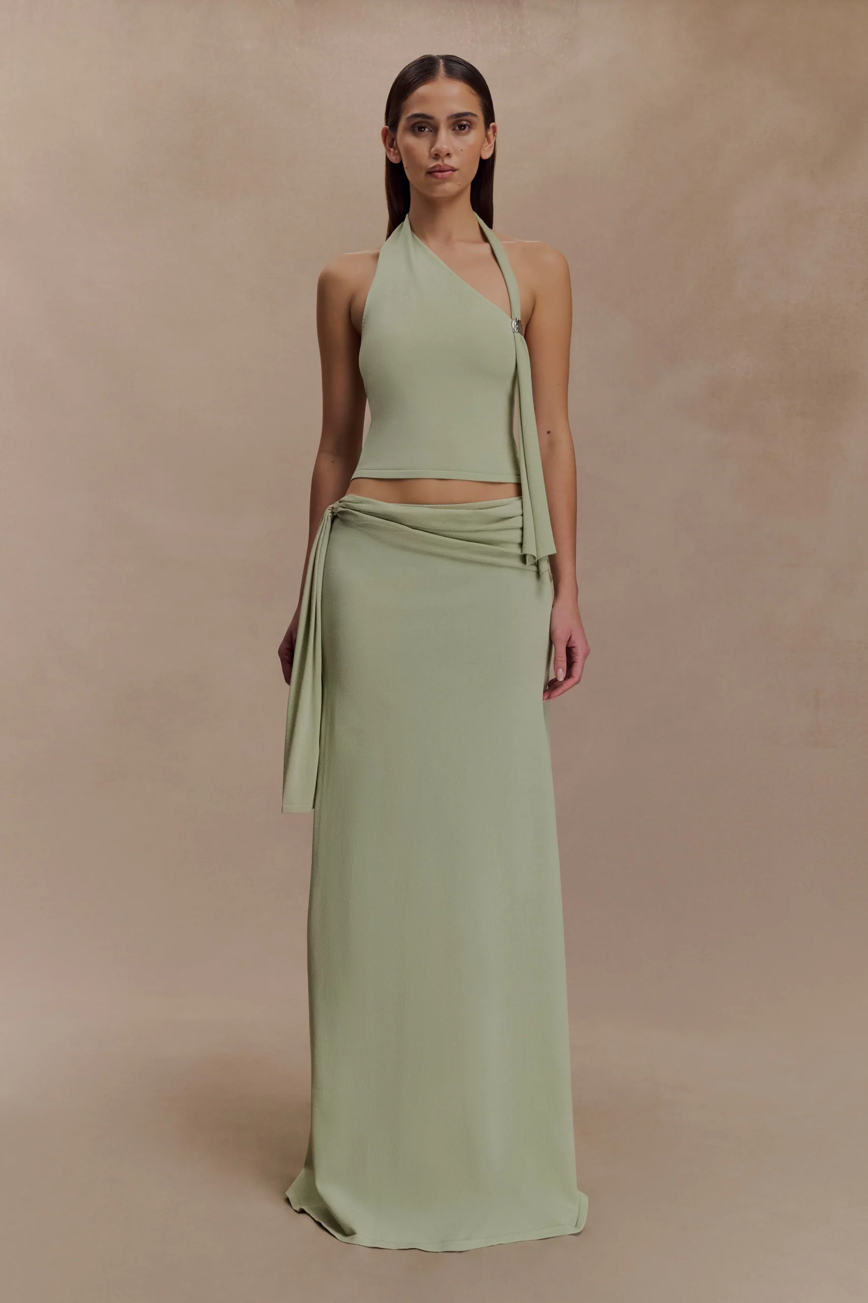 BowieFINAL SALELow Rise Knit Maxi Skirt - Pastel Green