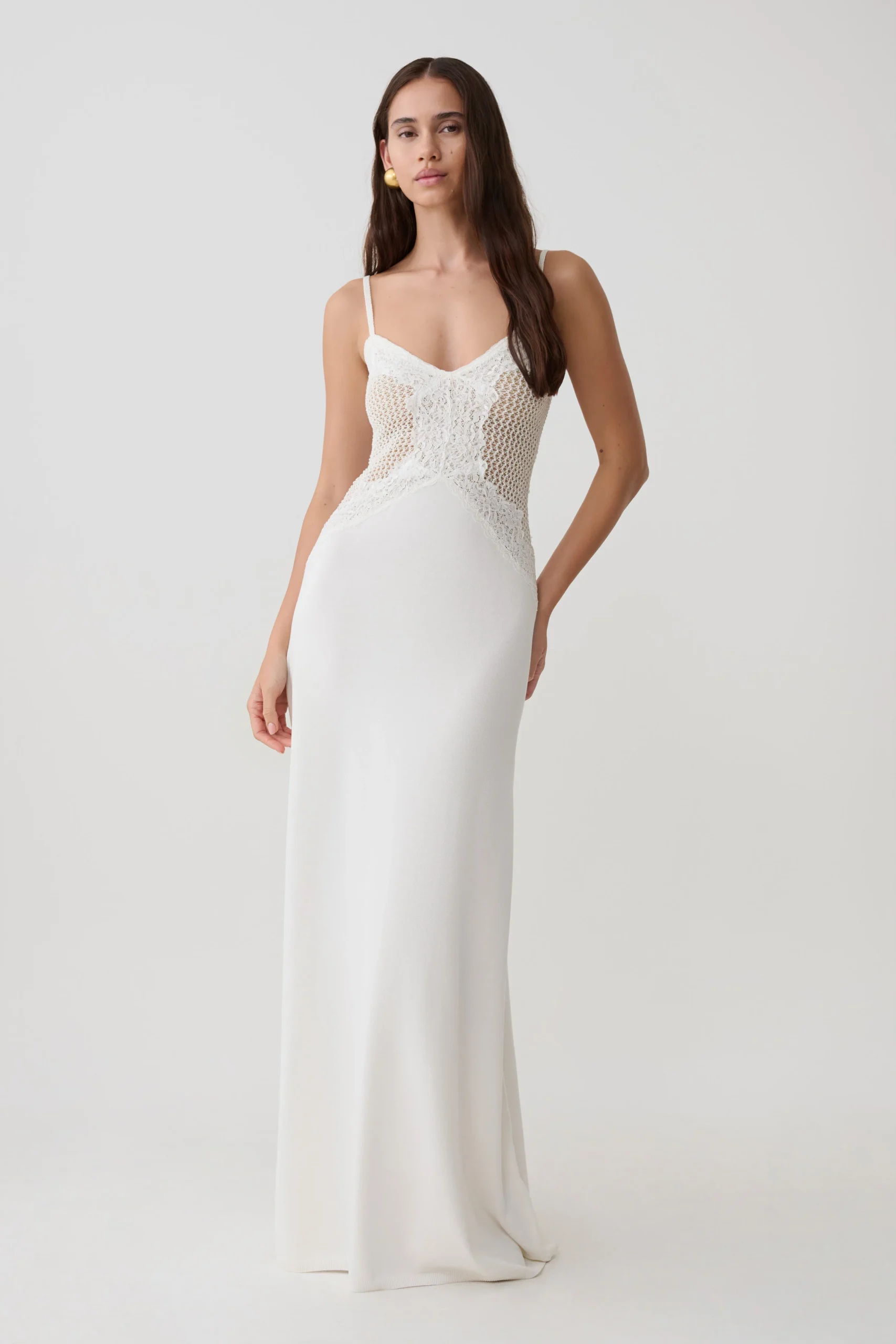 BrayKnit & Lace Maxi Dress - Ivory