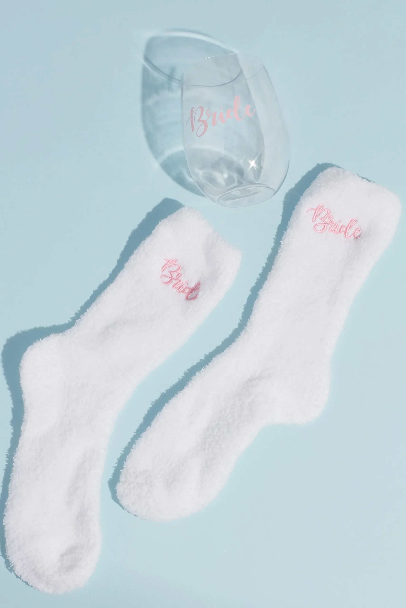 Bride Wine Glass and Fuzzy Socks Gift Set