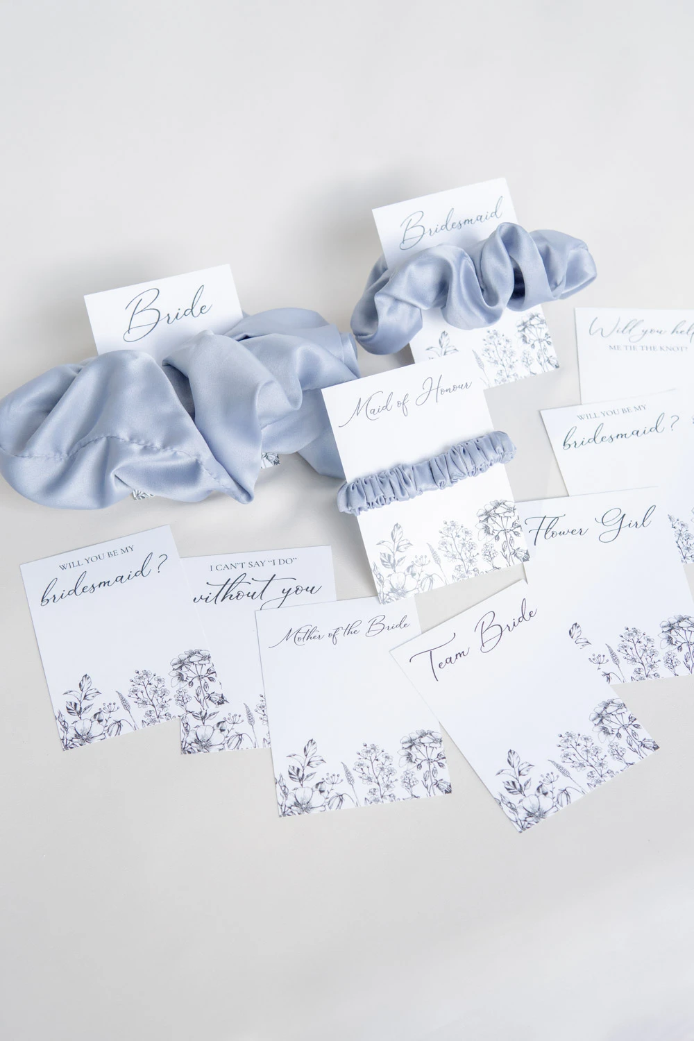Bridesmaid Scrunchies and Proposal Cards