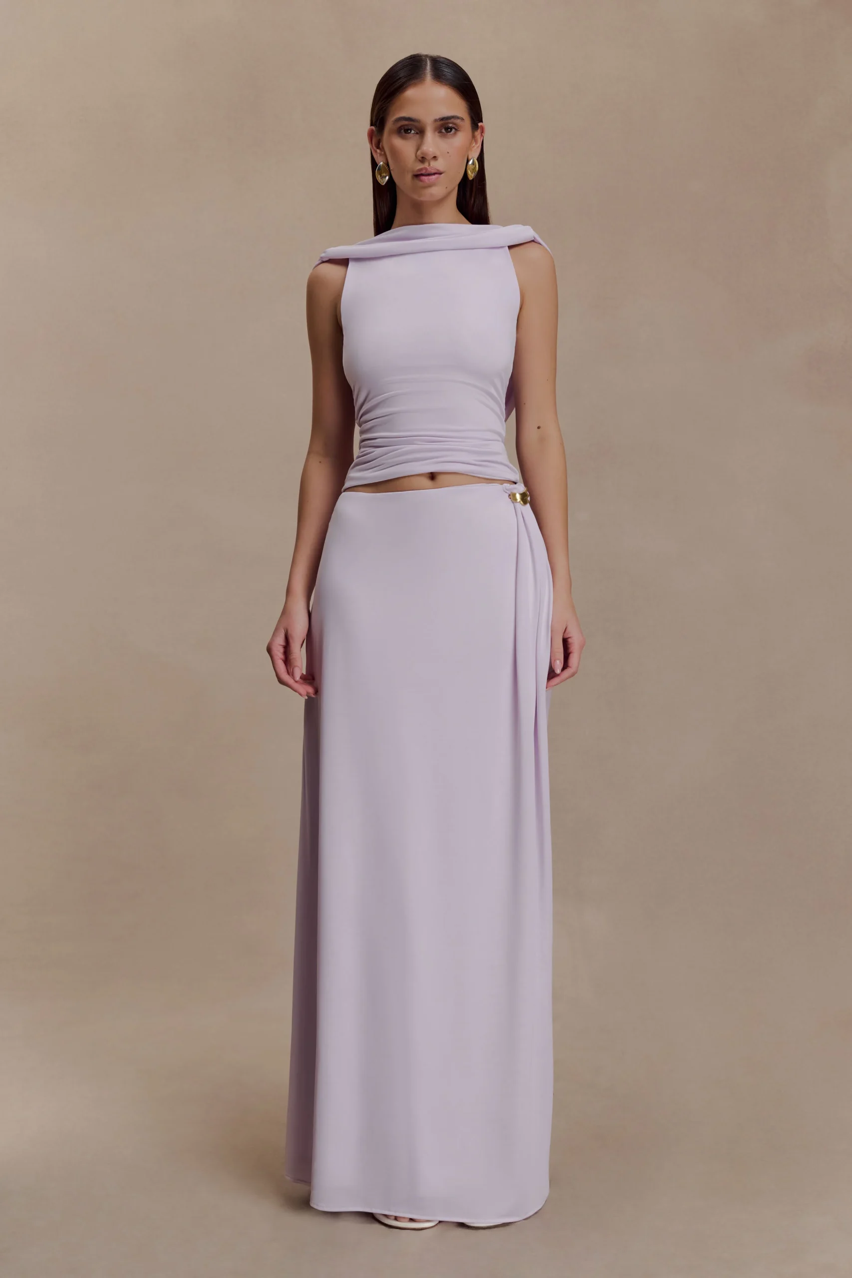 BridgetFINAL SALESlinky Maxi Skirt With Hardware - Dusty Lilac