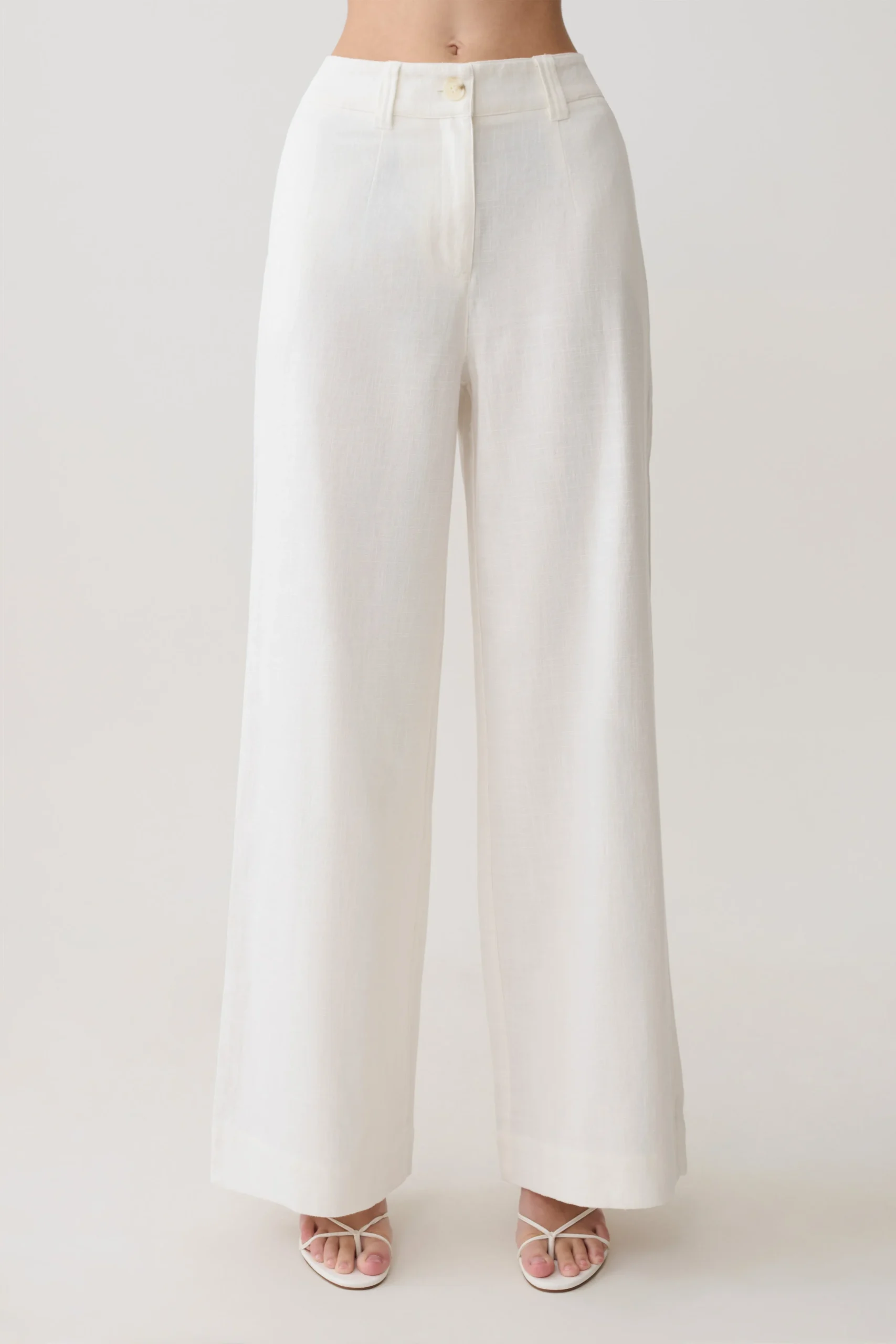 BrielleStraight Leg Linen Pant - White