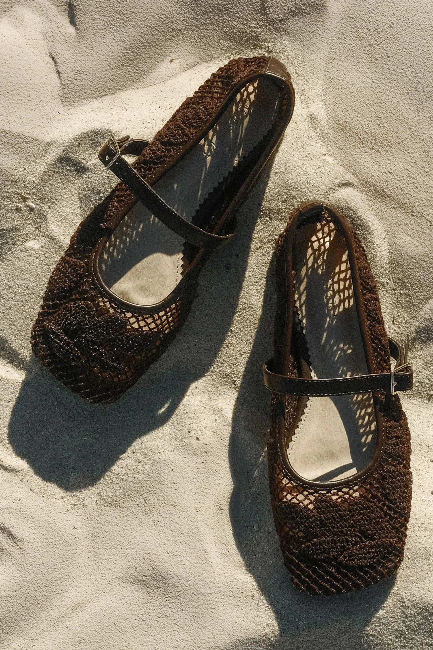 BrightonLace Applique Flats - Chocolate