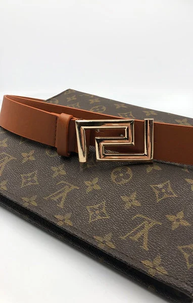 Brown Geometric Belt - Katie