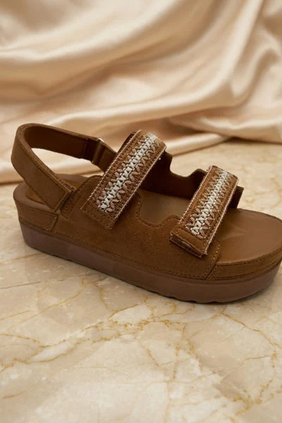 Brown Gladiator Style Flat Sandals - Jessica