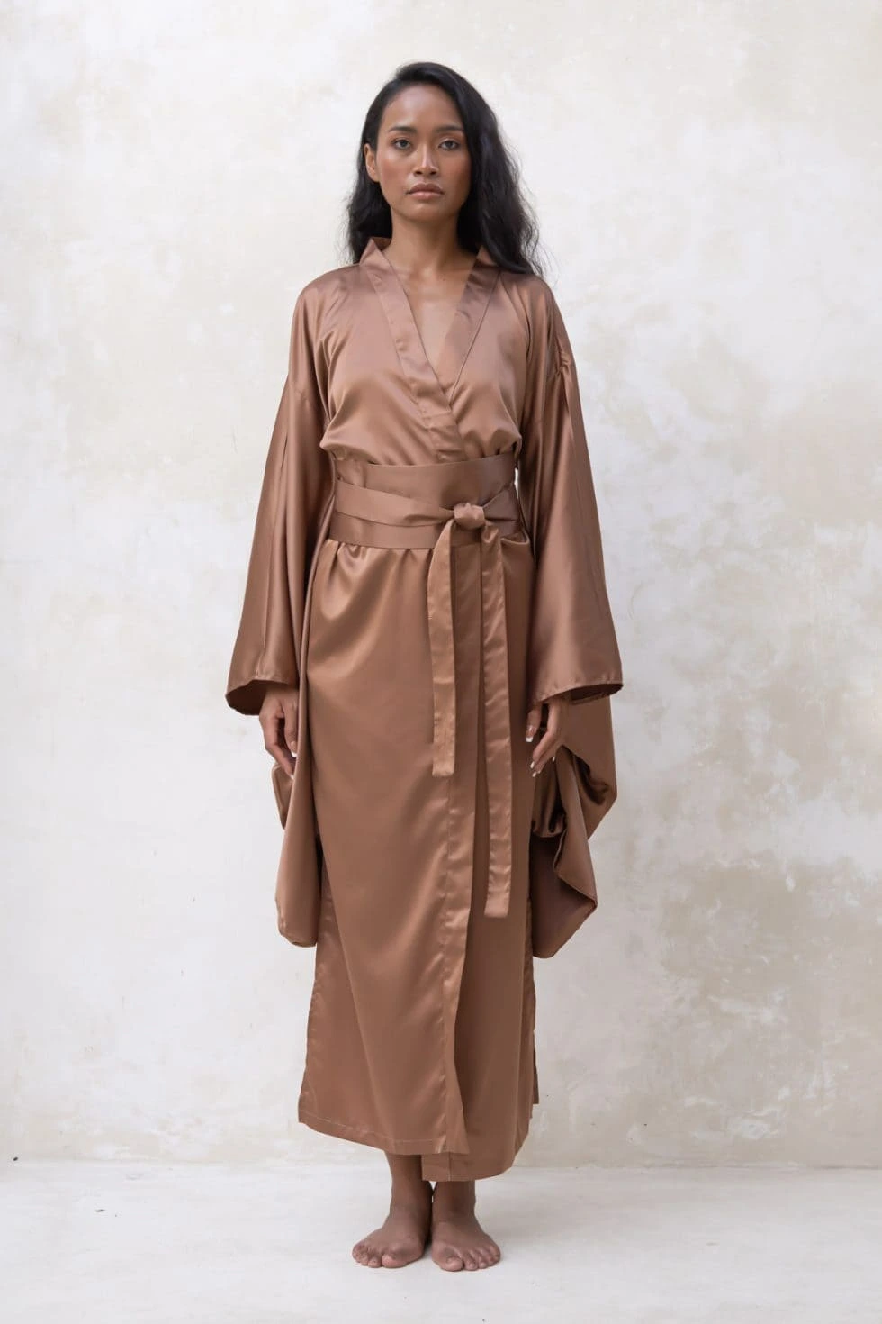 Brown Kimono Dressing Gown in Japanese Style