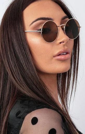 Brown Mirrored Circle Sunglasses - Sonny