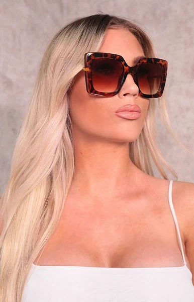 Brown Tortoiseshell Oversized Square Sunglasses - Tilly