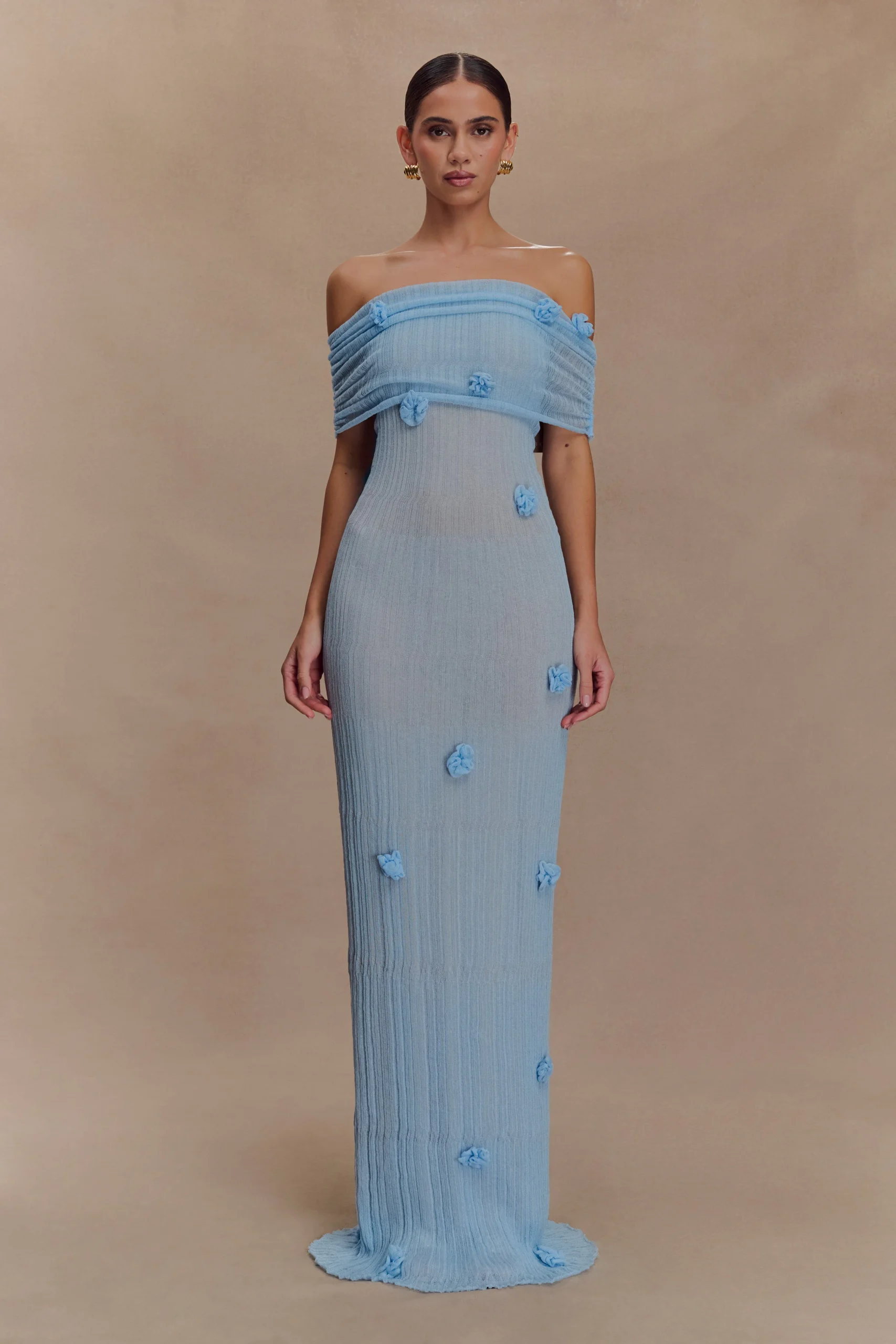 BrynnOrchid Knit Maxi Dress - Baby Blue