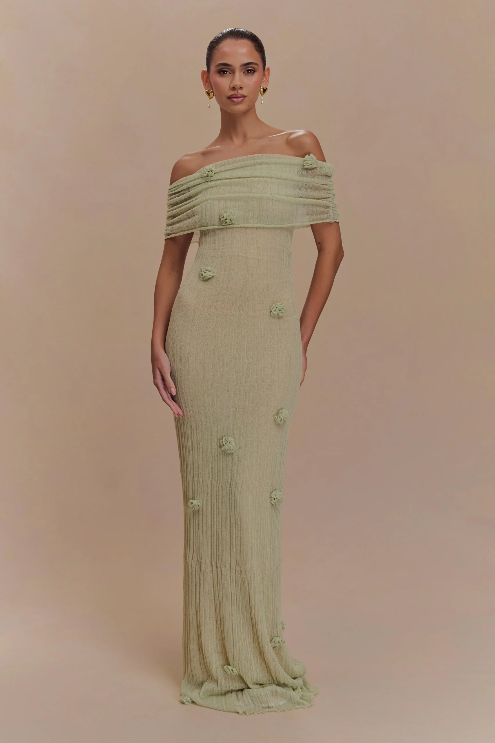 BrynnOrchid Knit Maxi Dress - Pastel Green