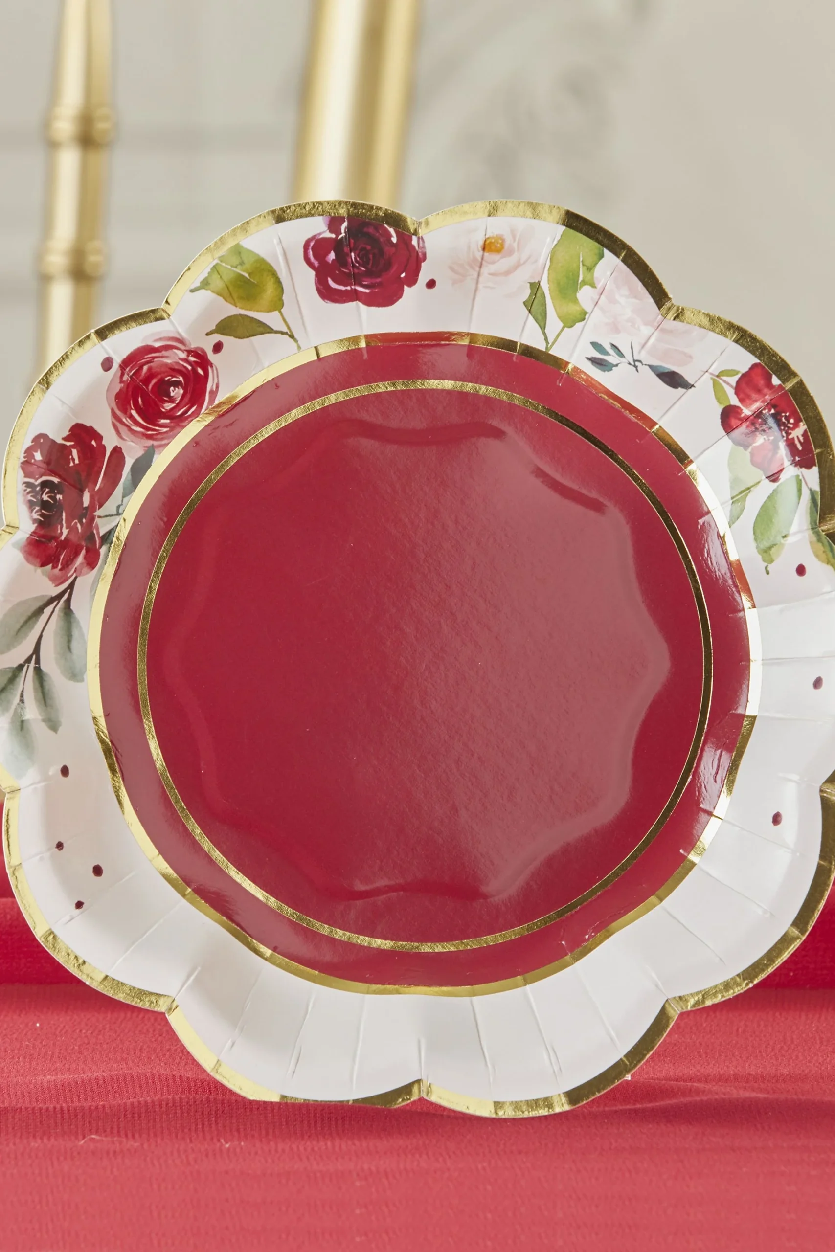 Burgundy Blush Floral 7-Inch Premium Paper Plates