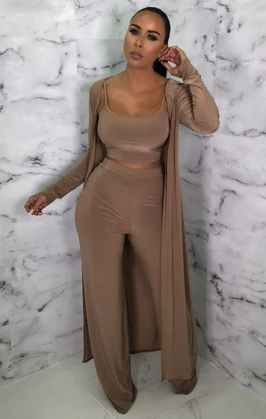 Camel Slinky Long Line Kimono - Kelsey