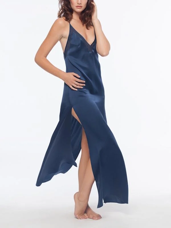 Cameron Navy Negligee Slip Dress