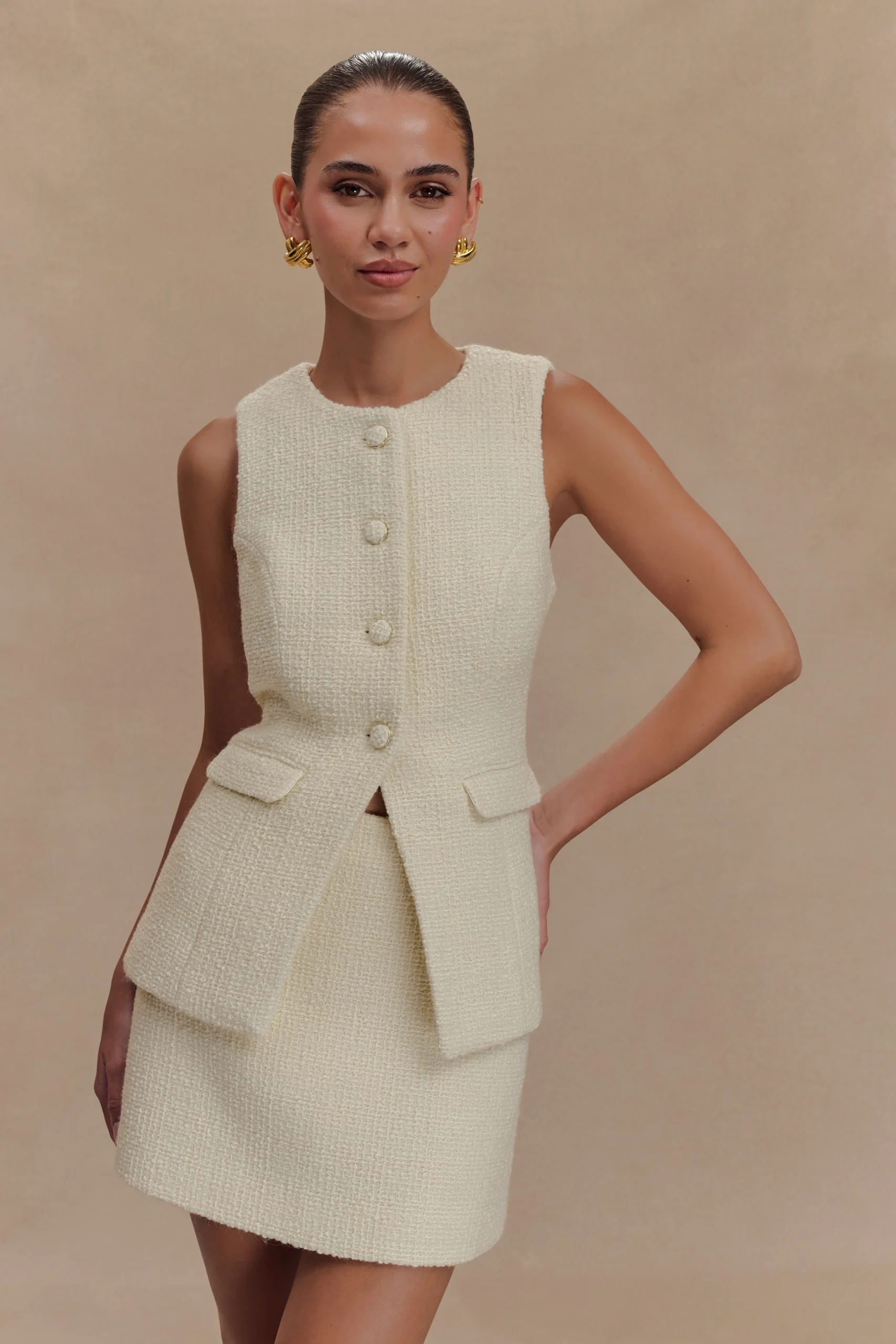 CamillaFINAL SALEBoucle Sleeveless Vest - Ivory