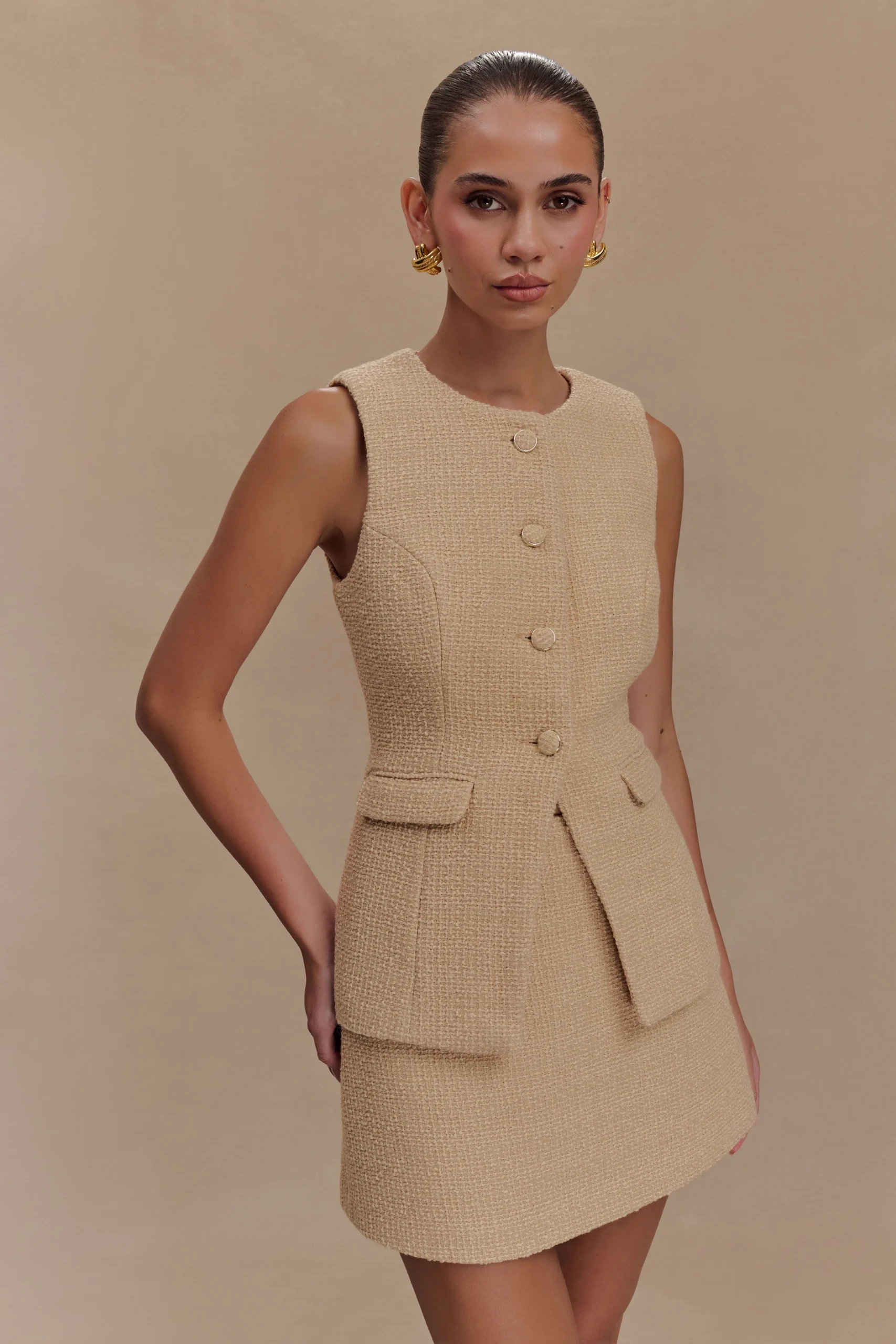 CamillaFINAL SALEBoucle Sleeveless Vest - Light Taupe
