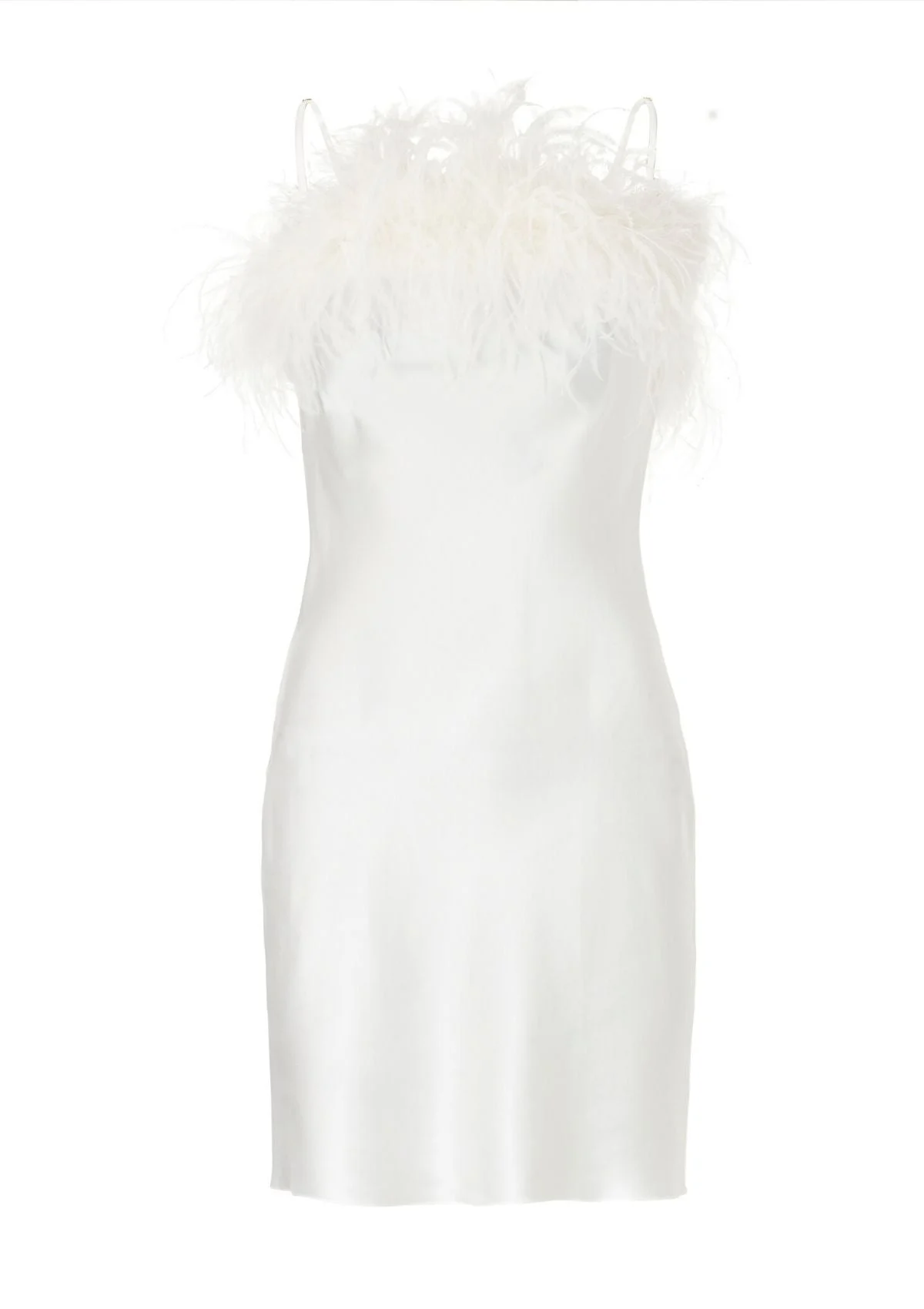 Camille Feather Trim Silk Slip Dress