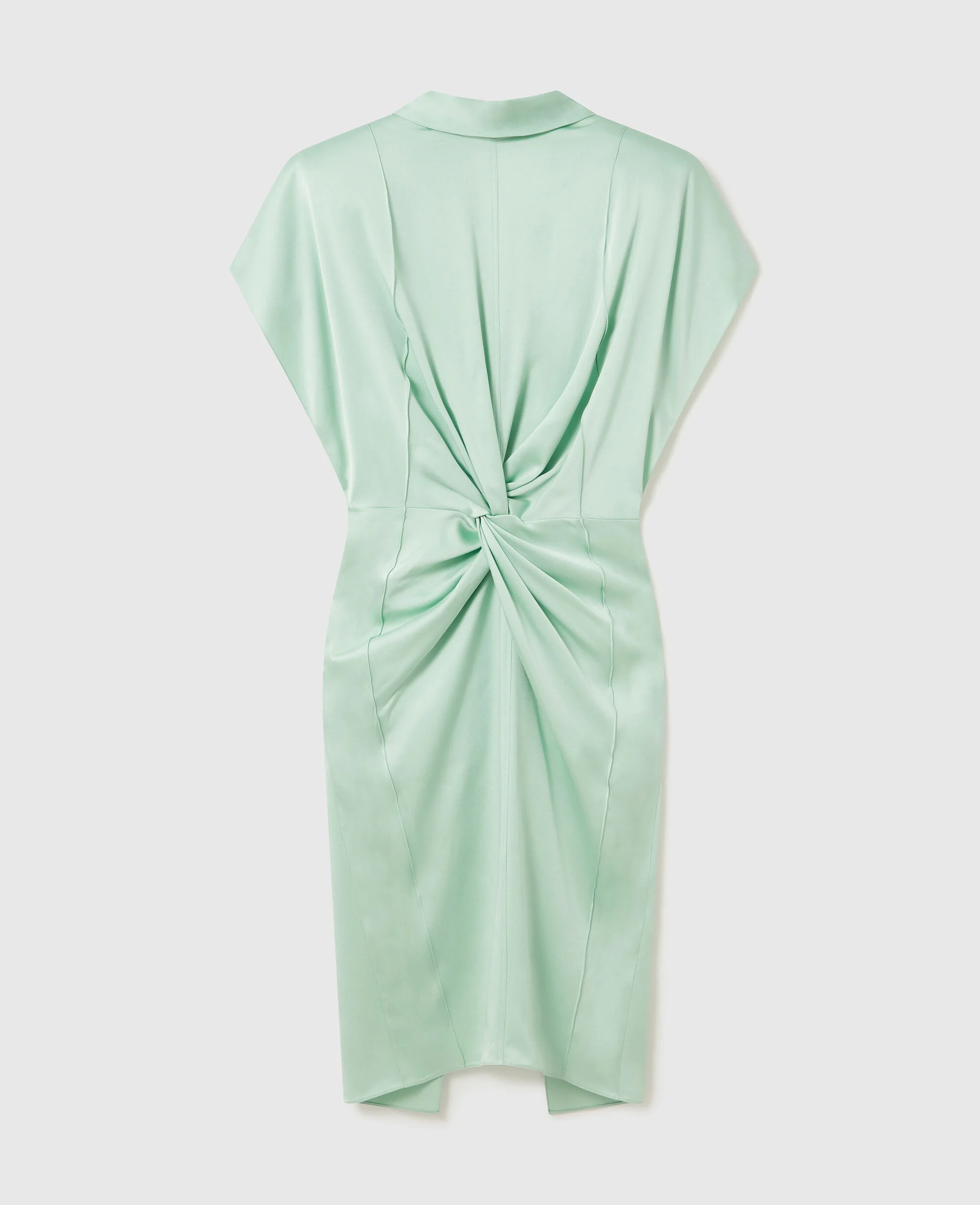 Cap-Sleeve Halterneck Twist Midi Dress