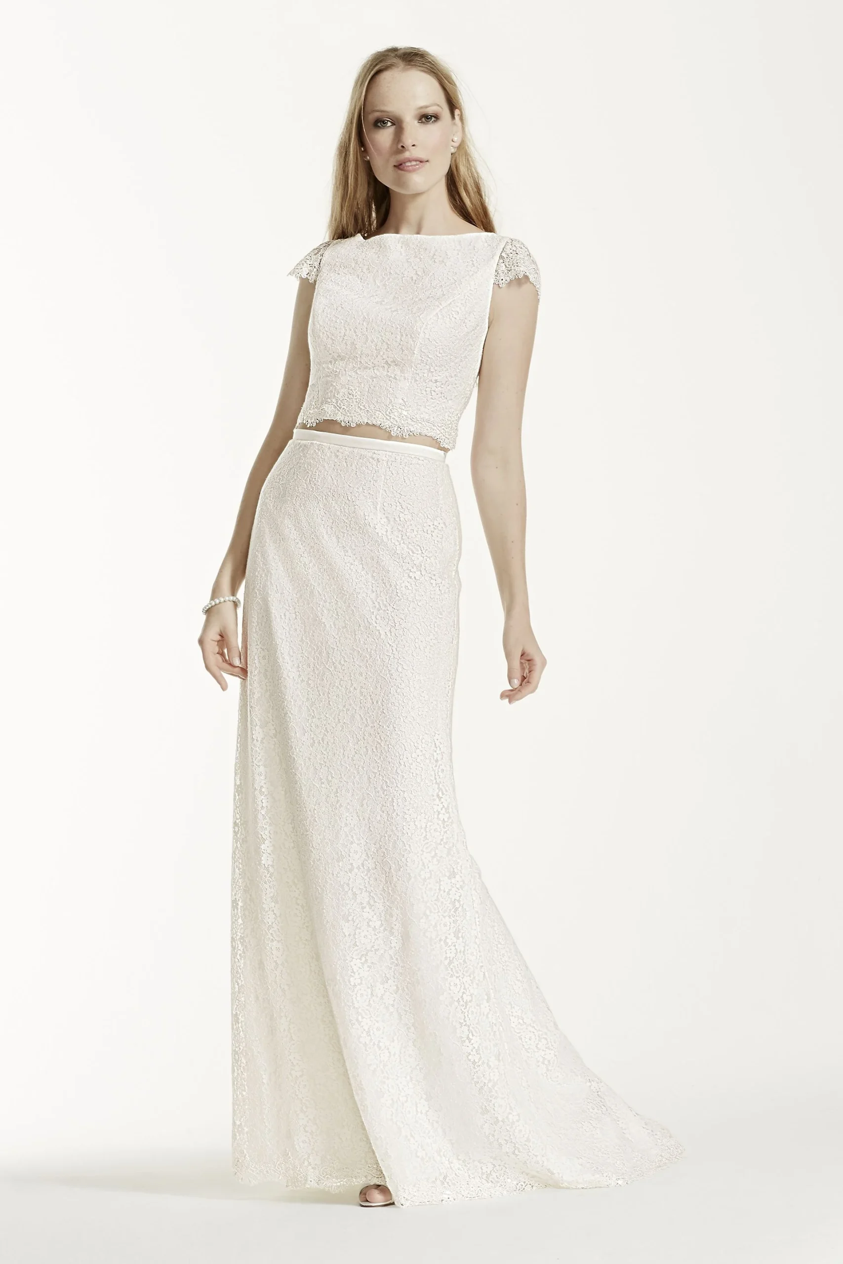 Cap Sleeve Lace Crop Top and Skirt