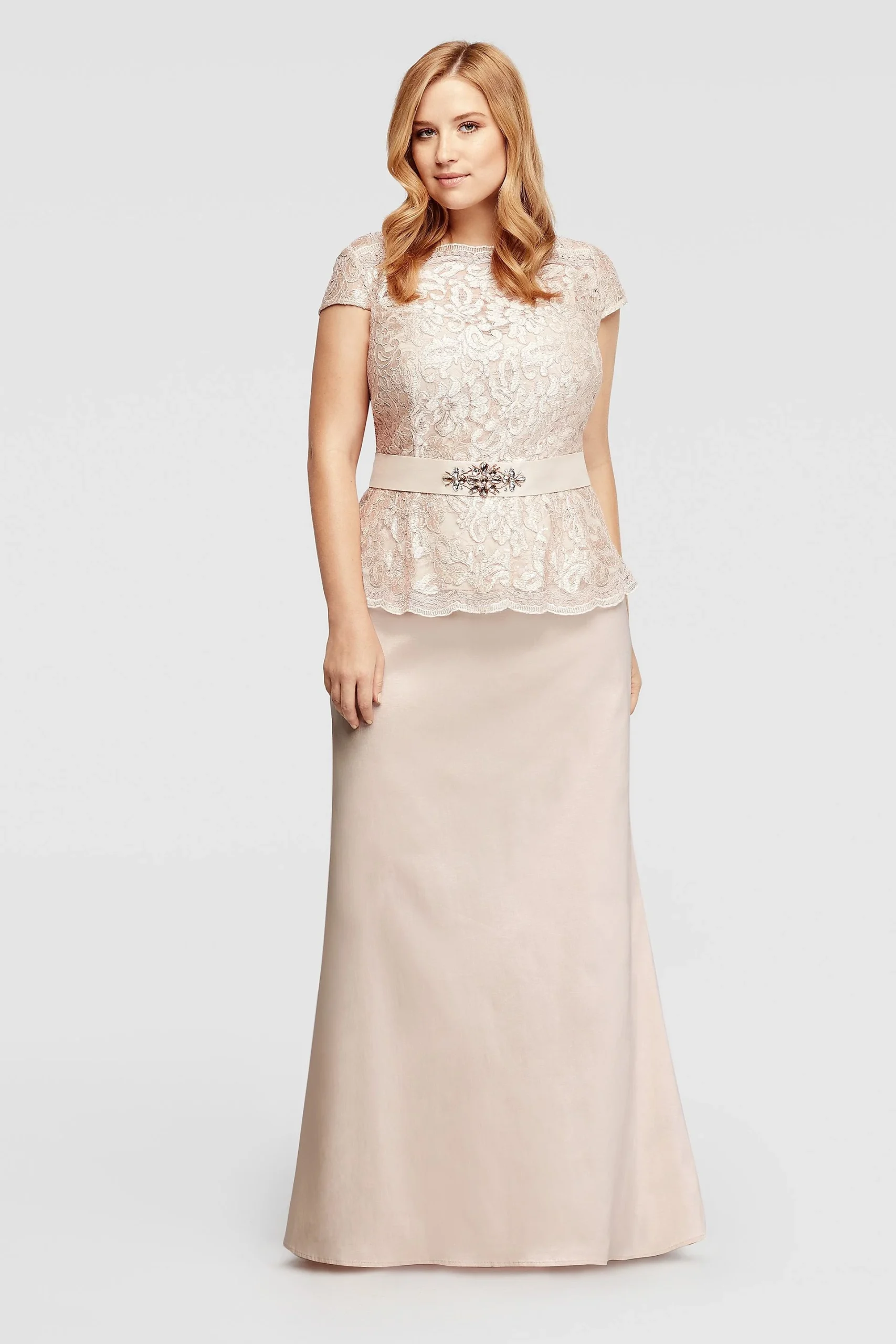 Cap Sleeve Sequin Lace Mock Two Piece Dress