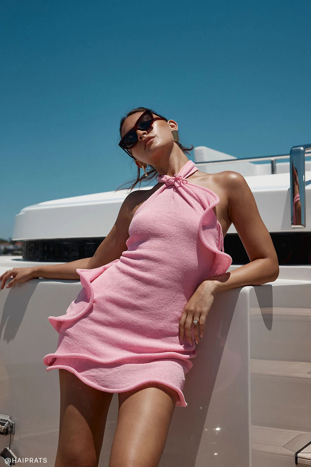 CapriceHalter Knit Mini Dress - Bubblegum Pink