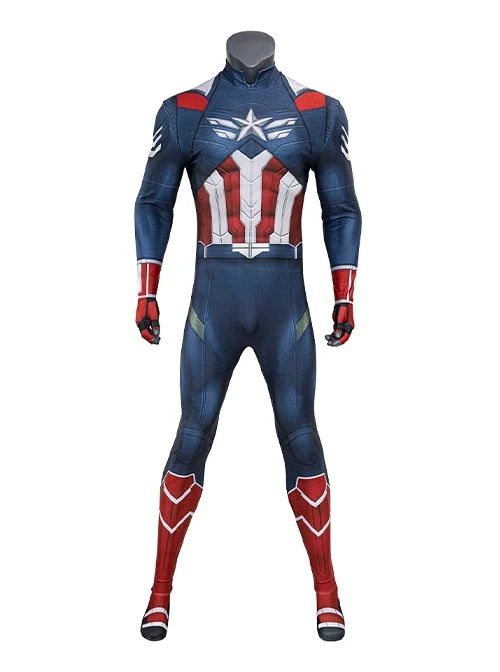 Captain America New World Order Captain America Bodysuit Printing Version Halloween Cosplay Costume Set Without Shoes