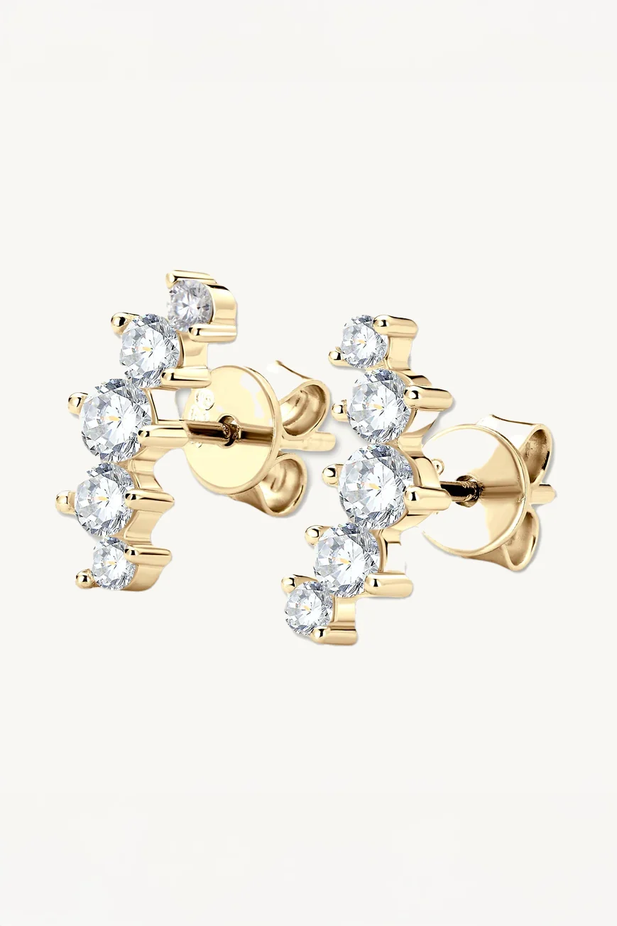 Carina Moissanite Arc Stud Earrings