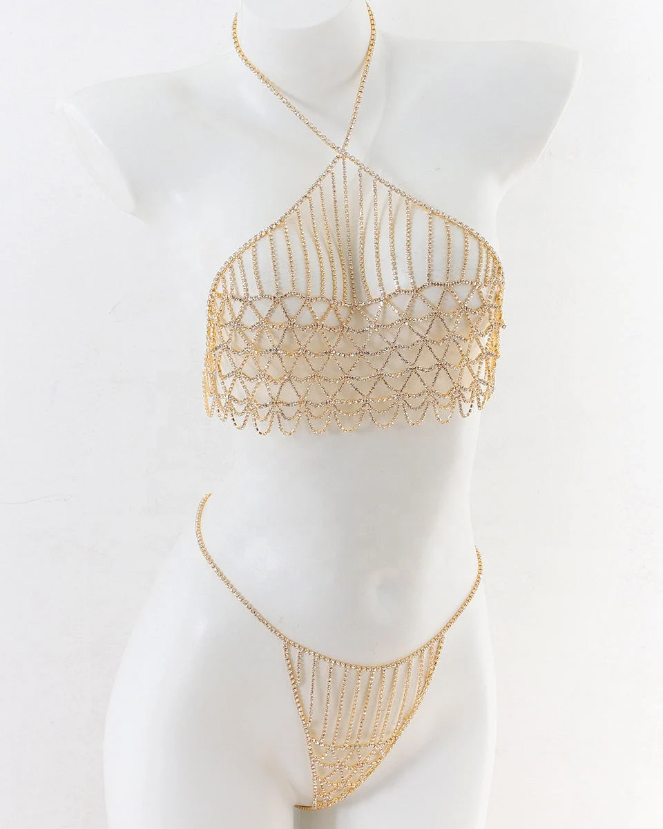 Catch the Light – Gold Chain Lingerie Set