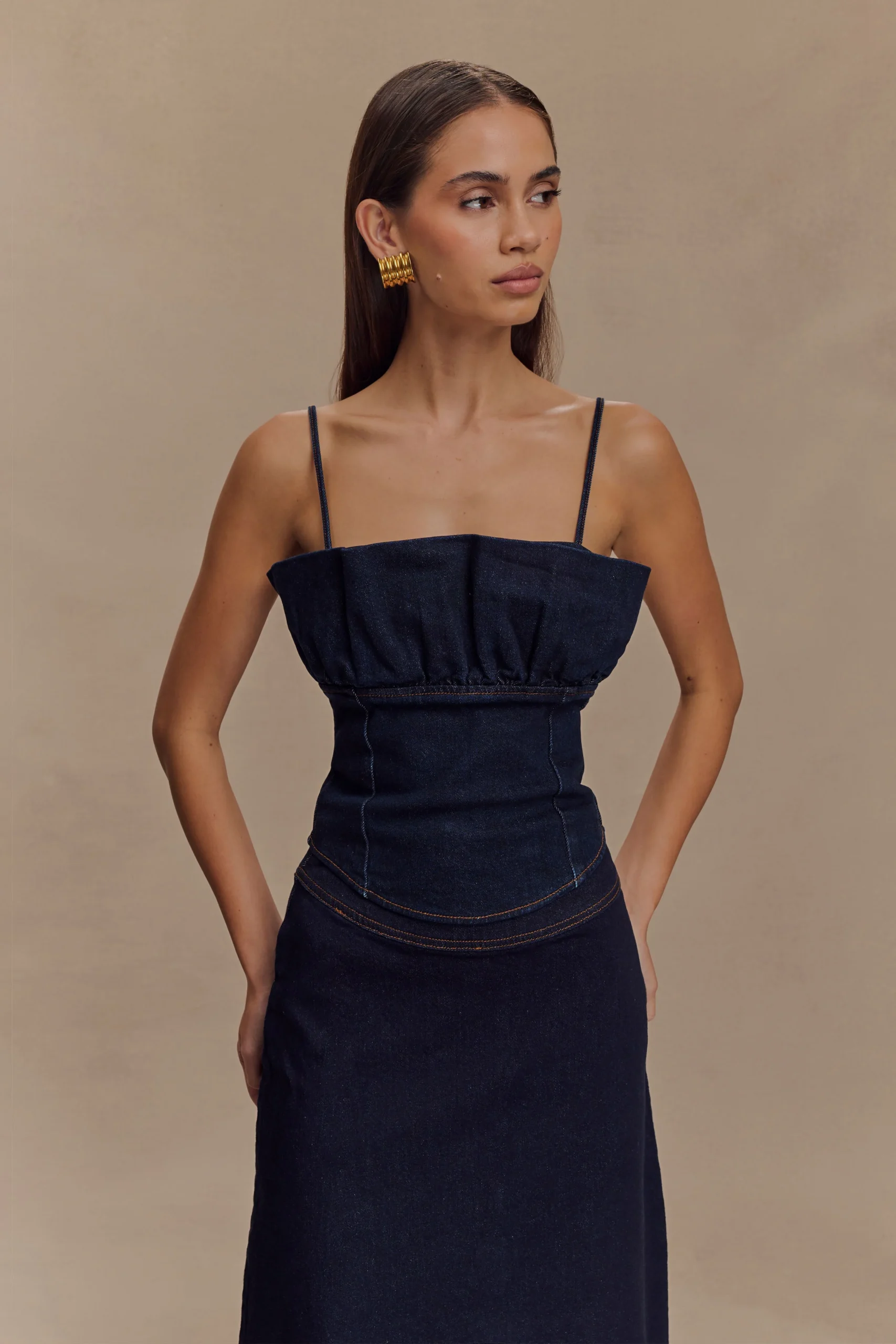 CeciliaFINAL SALEDenim Frill Corset - Indigo Blue