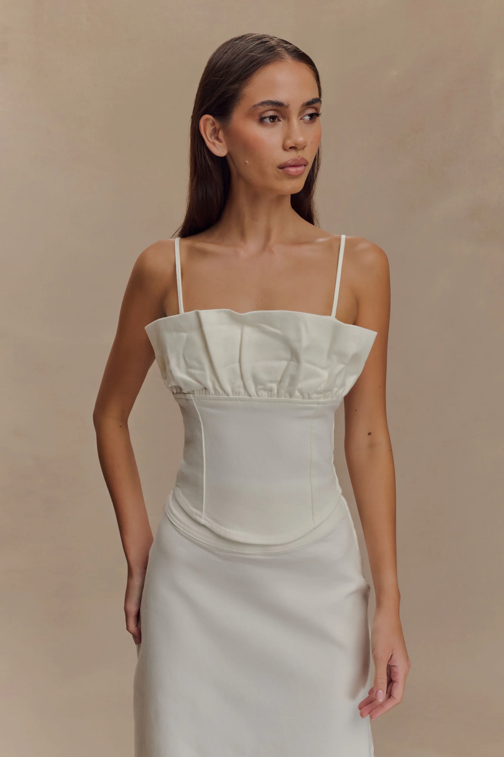 CeciliaFINAL SALEDenim Frill Corset - White