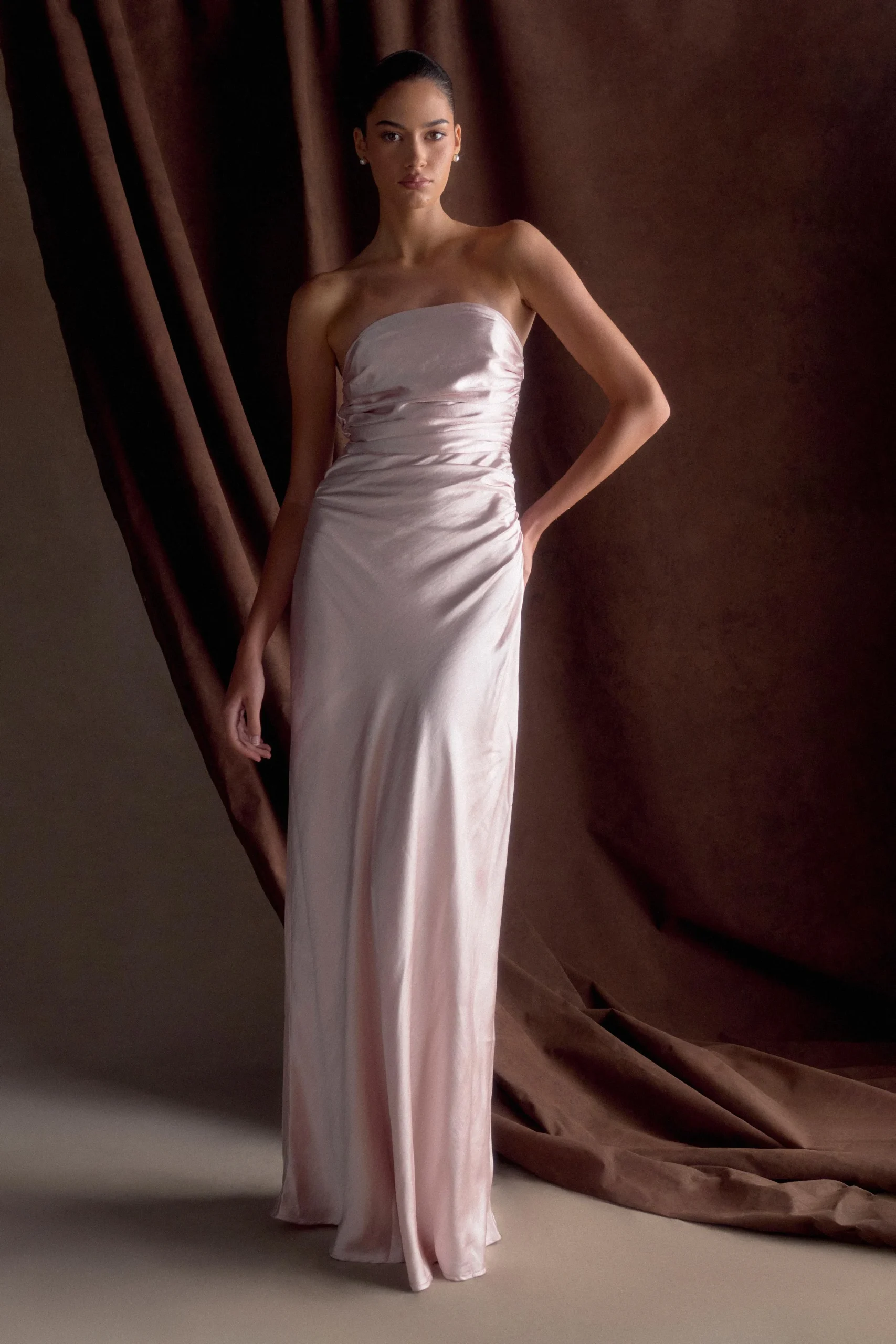 CedarFINAL SALEStrapless Satin Maxi Dress - Soft Pink