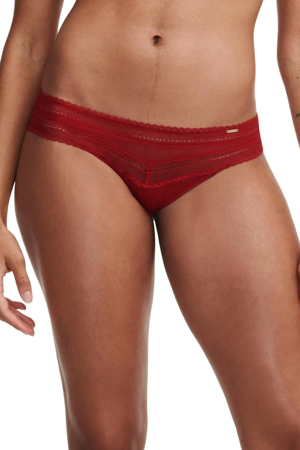 Chantelle Festivité Lace Cheeky Bikini, Scarlet (C3689)