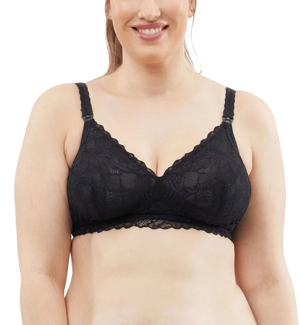 Chantilly Lace Non-Wire Maternity & Nursing Bralette (29-1045) - Black