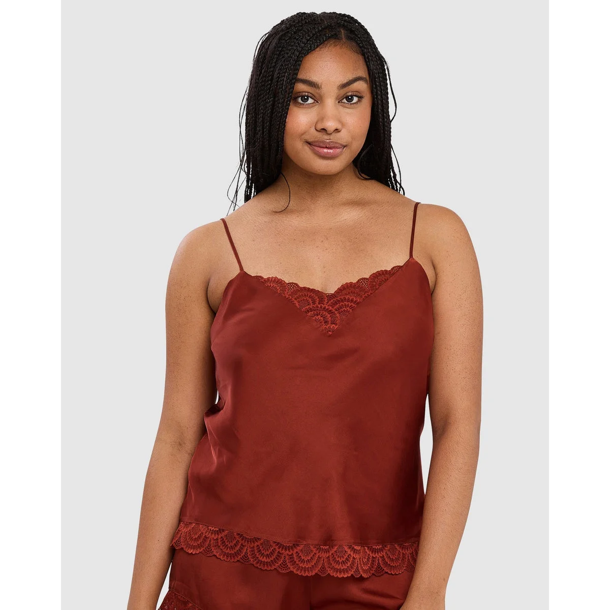 Charming Silky Satin Camisole with Lace