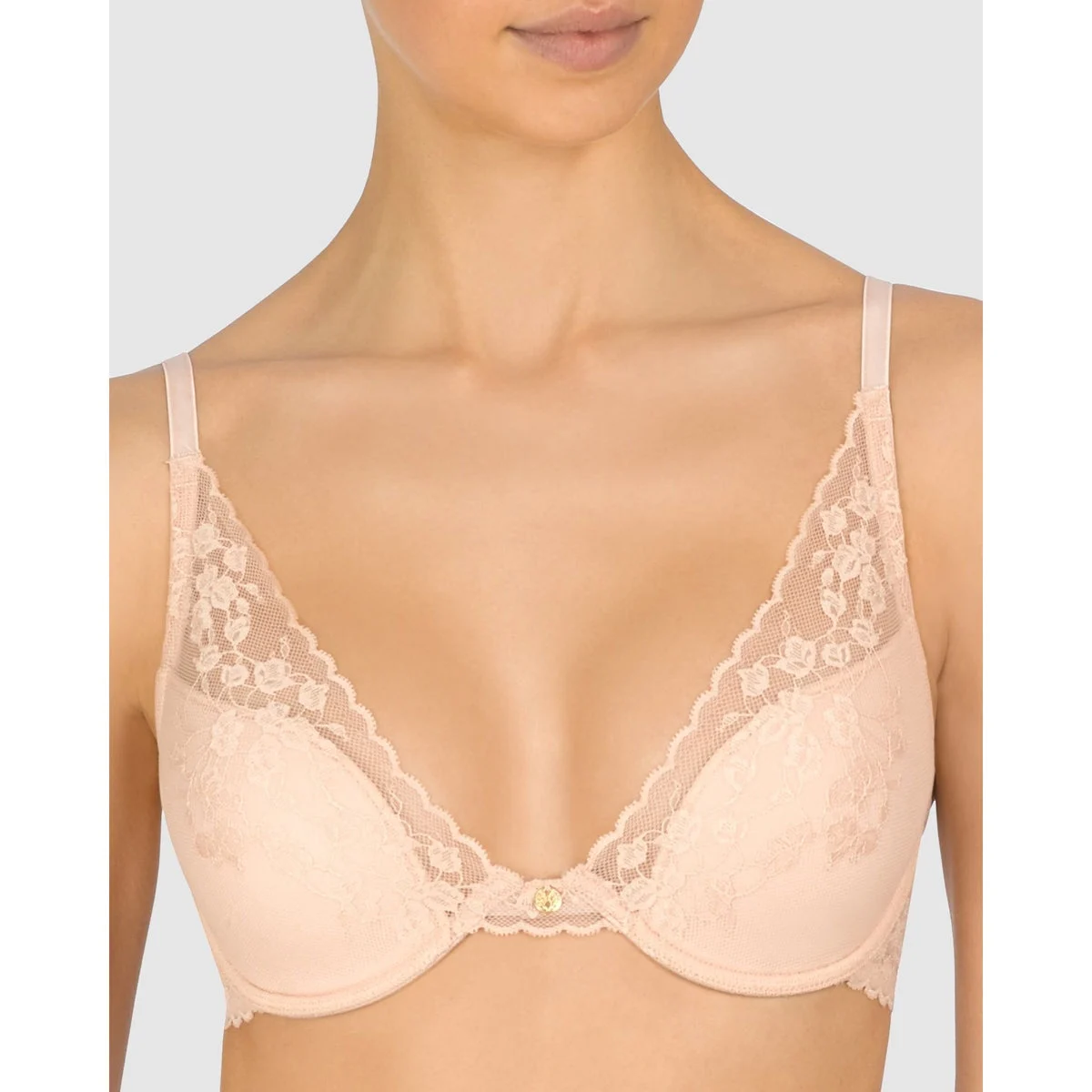 Cherry Blossom Convertible-to-Racerback Lace Plunge Bra Cameo Rose