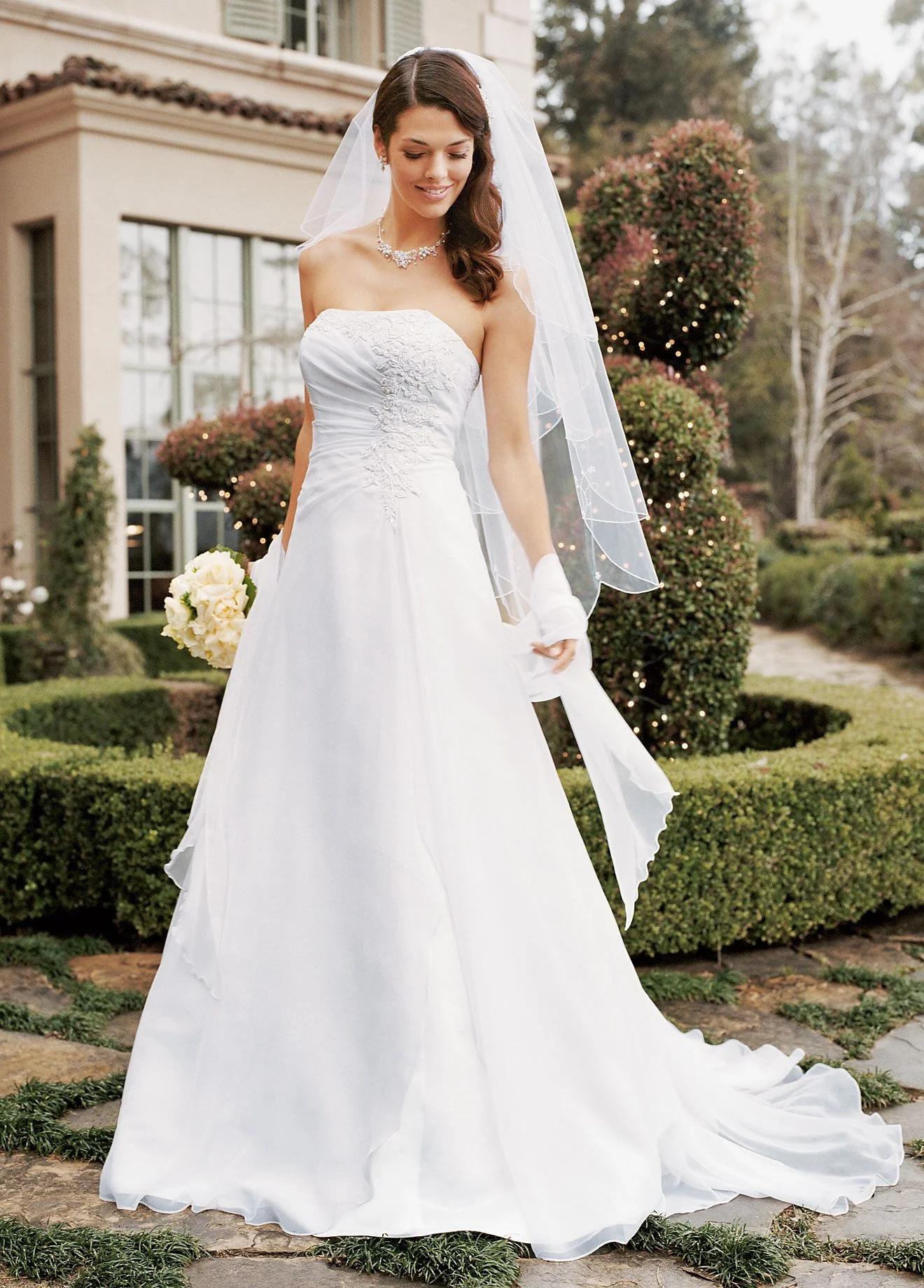 Chiffon A-line Gown with Side Draped Bodice