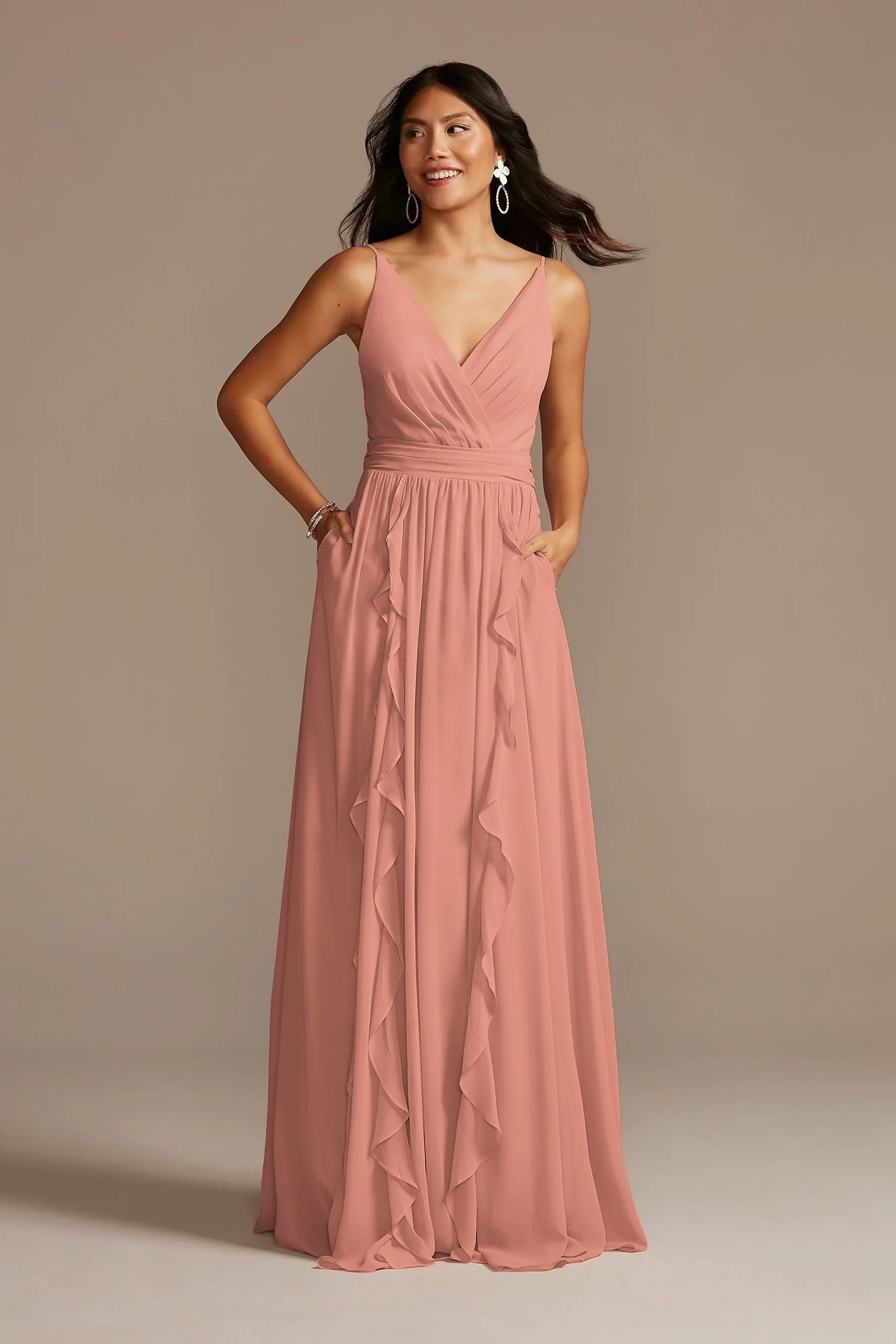 Chiffon Spaghetti Strap Ruffle Dress