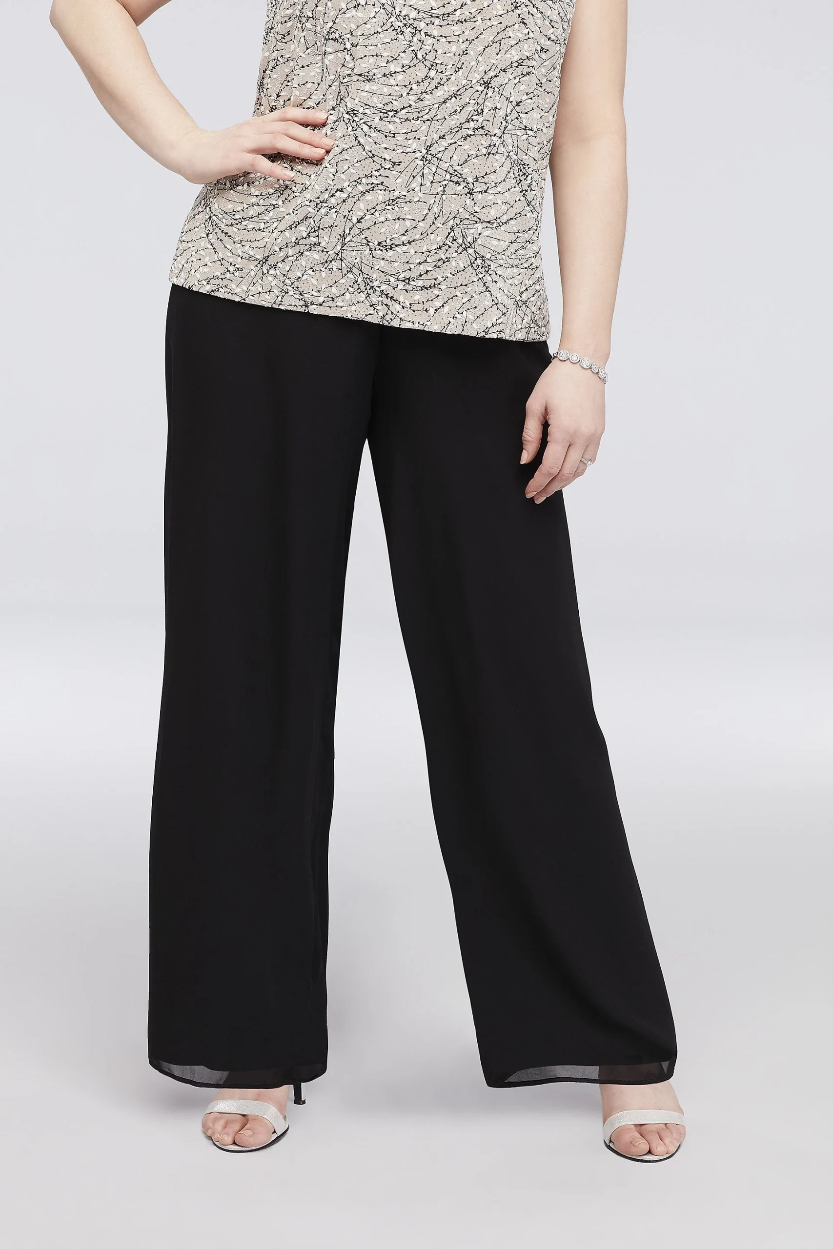 Chiffon Straight-Leg Plus Size Pants