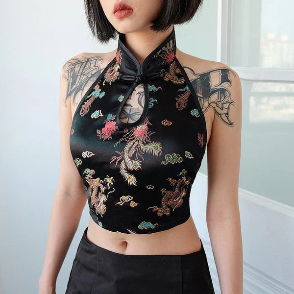 Chinese Satin Crop Top